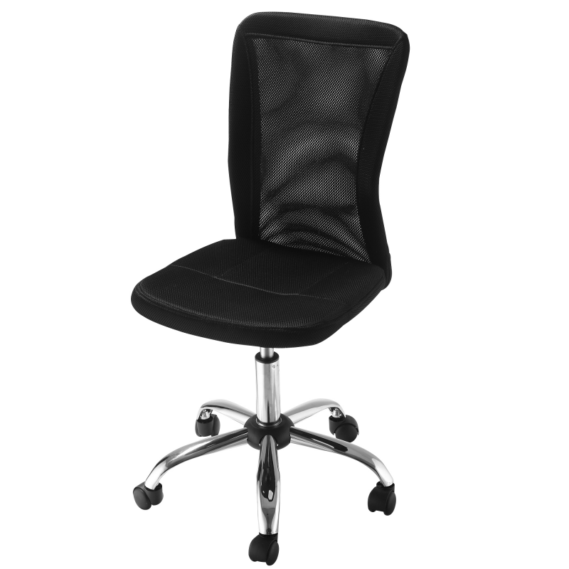 Vinsetto Bürostuhl ohne Armlehnen, ergonomischer Schreibtischstuhl, höhenverstellbarer, bis 100 kg Belastbar, Schwarz Aosom – Bild 1 von 2