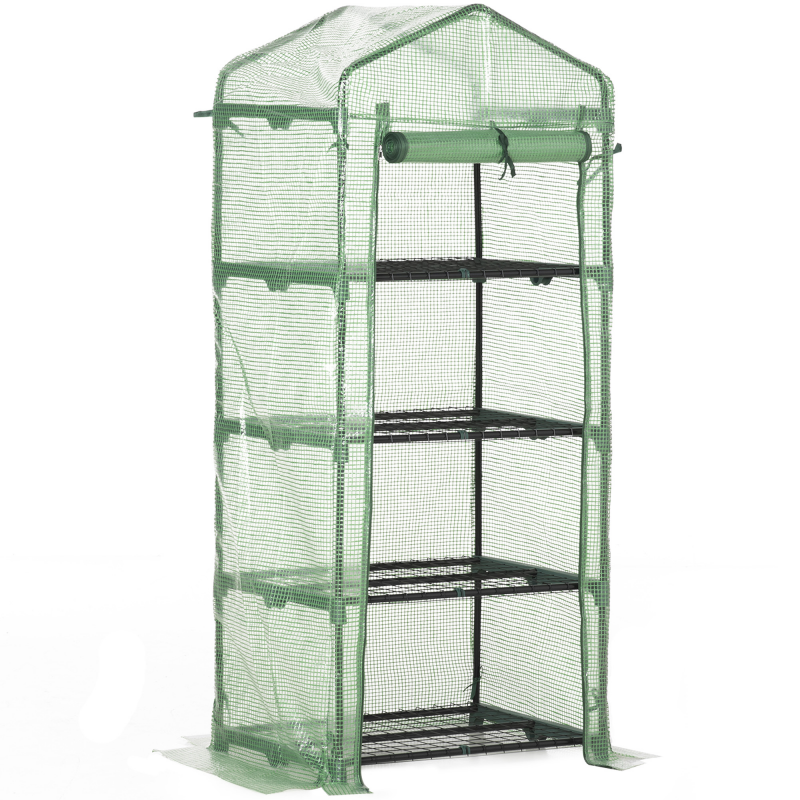 Outsunny Foliengewächshaus Treibhaus 70x50x160cm mit 4 Regalfächern für Pflanzen, Frühbeet in Grün, ideal für Gartenliebhaber Aosom.de – Bild 1 von 2