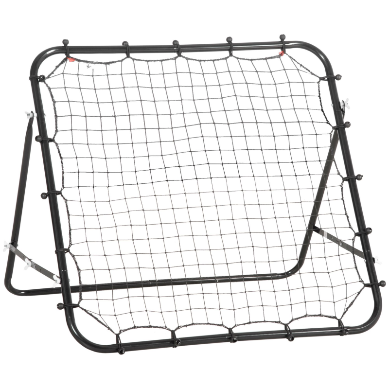 HOMCOM Fußball Rebounder Kickback Tor Rückprallwand 96x80x96 cm aus Metallrohr und PE in Schwarz für Training und Spiel Aosom.de – Bild 1 von 2