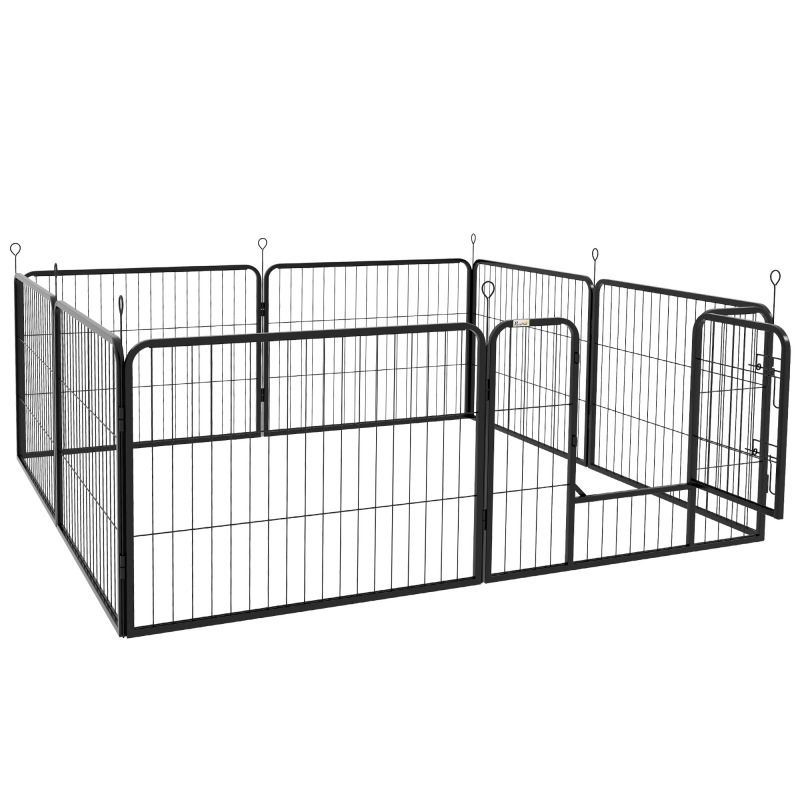 PawHut Welpenauslauf 8 Paneele Freigehege Laufstall Laufgitter mit Tür 60 x 80 cm für sichere Hundehaltung im Innen- und Außenbereich Aosom.de – Bild 1 von 2