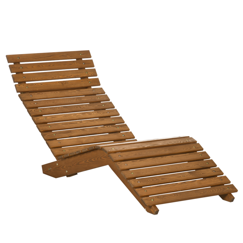 Outsunny Sonnenliege Liegestuhl Gartenliege Relaxliege für Pool Balkon bis 120kg aus massivem Teakholz 66x170x77cm Aosom.de – Bild 1 von 2