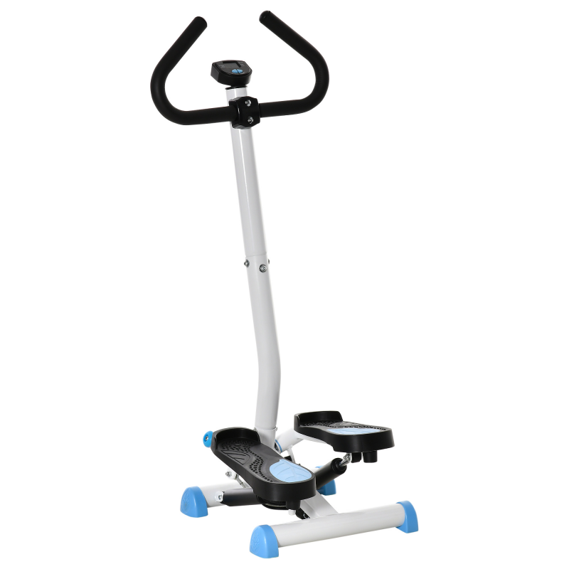 HOMCOM Stepper Fitness Swing Stepper mit LCD-Display & Handgriff, Hometrainer bis 100 kg, Stahl ABS, Blau, 55 x 44 x 108 cm Aosom.de – Bild 1 von 2