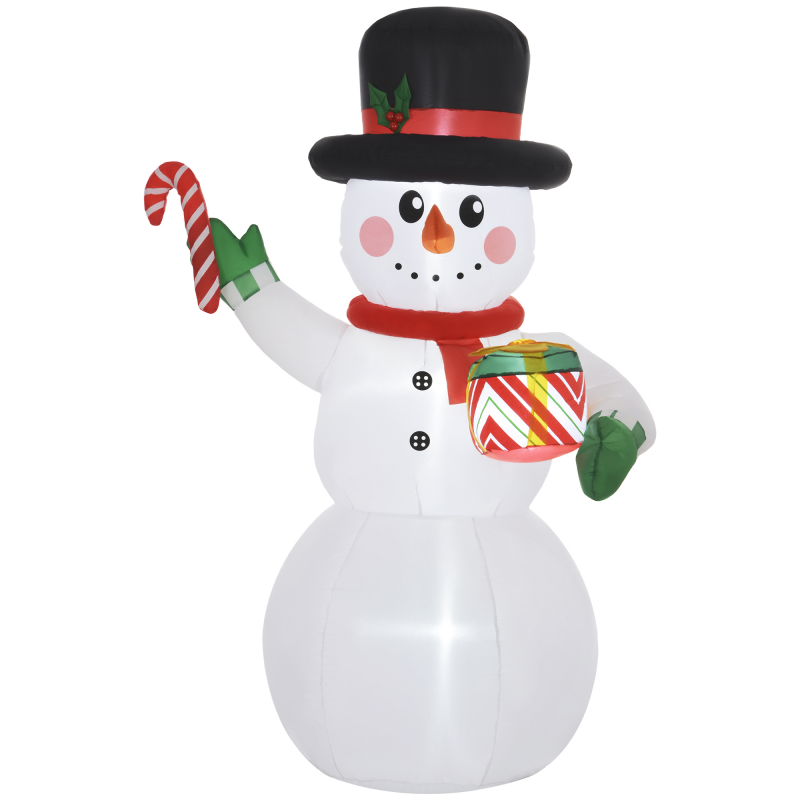 Outsunny Aufblasbar Weihnachtsdeko, 1,8 m Schneemann mit LED-Beleuchtung, Gartendeko, Selbstaufblasende Weihnachtsbeleuchtung für Innen- und Außenbereich Aosom – Bild 1 von 2