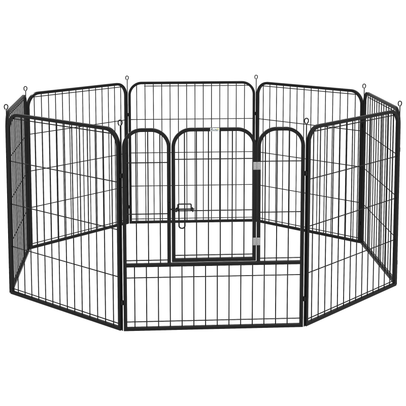 PawHut Welpenauslauf Metall Freigehege mit Tür 79x79cm individuell gestaltbar Schwarz für Hunde & Haustiere Aosom.de – Bild 1 von 2
