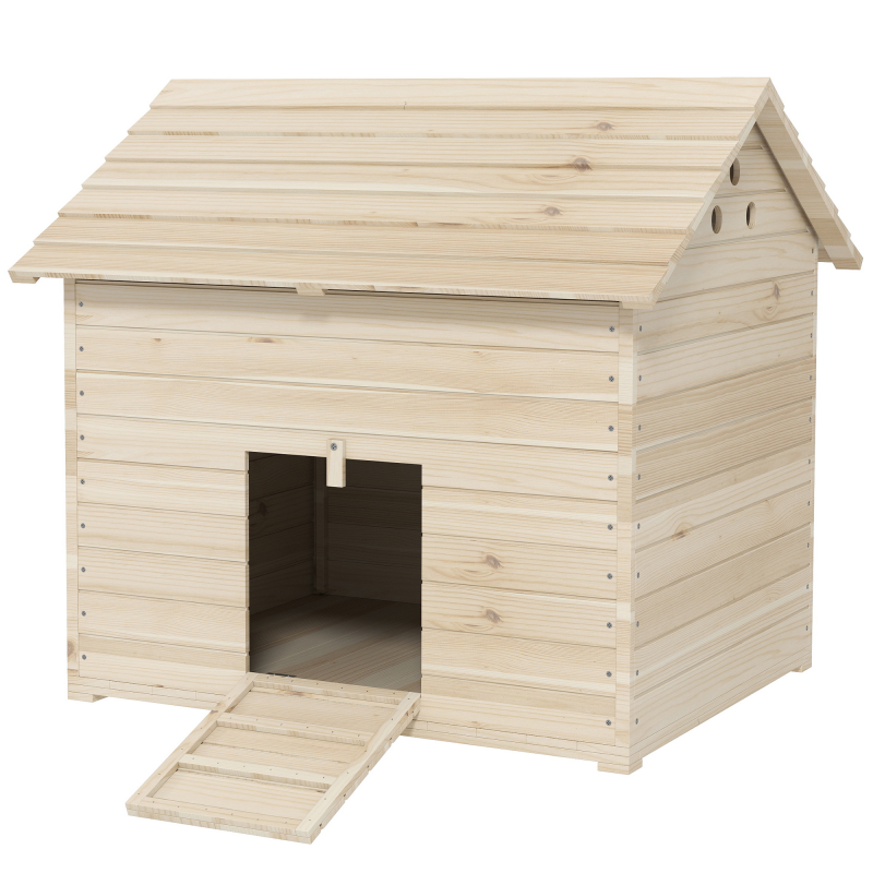 PawHut Entenhaus mit aufklappbarem Kippdach, Geflügelhaus mit erhöhten Boden und Rampe an der Vordertür, Entenstall aus Tannenholz, 100 x 82,5 x 91 cm Aosom – Bild 1 von 2