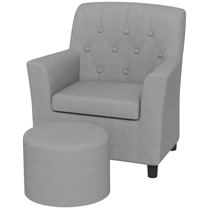 AIYAPLAY Kindersessel mit Fußhocker Kindersofa ab 18 Monaten in Leinentoptik Eukalyptusholz Grau 45 x 43 x 50,5 cm für Kinderzimmer Aosom.de – Bild 1 von 2