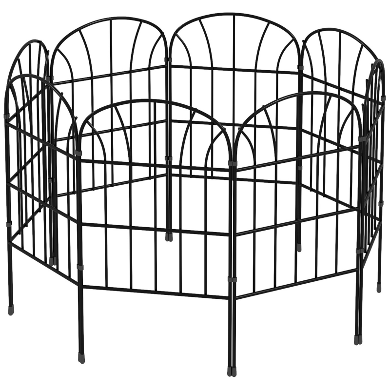 Outsunny Gartenzaun dekorativer Metallzaun 8er Set Steckzaun für Balkon Terrasse Schwarz 93x150cm stabil und stilvoll Aosom.de – Bild 1 von 2