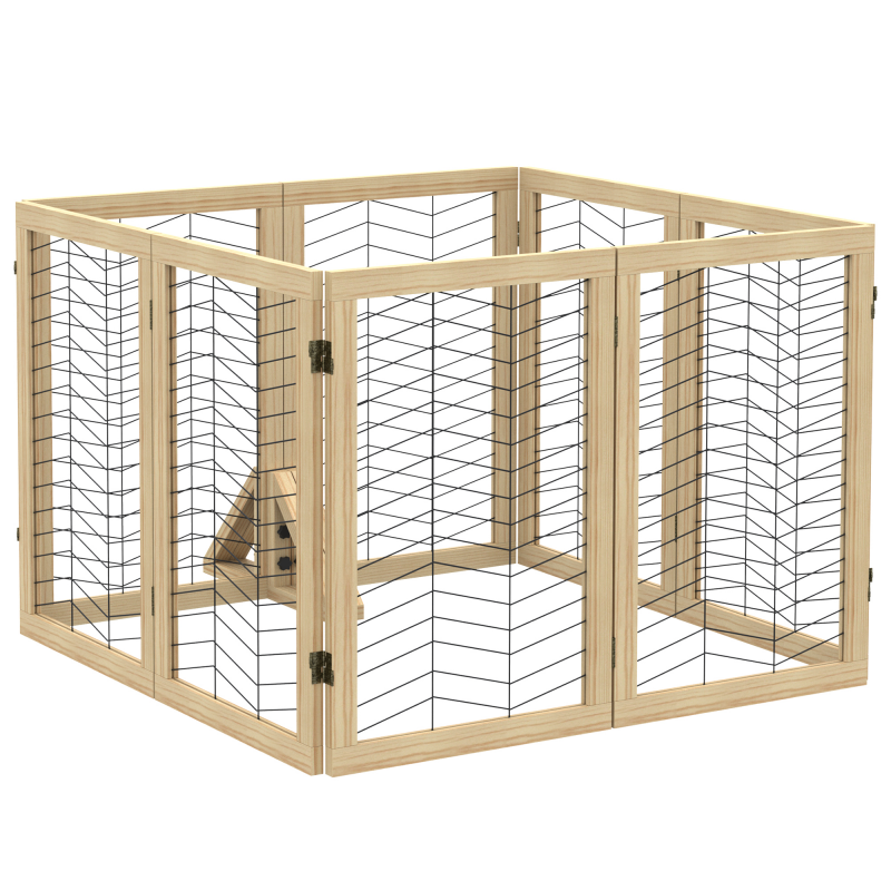 PawHut Hunde Absperrgitter Holz Türschutzgitter klappbar 8 Platten Treppenschutzgitter 375x44x70cm für Sicherheit im Zuhause Aosom.de – Bild 1 von 2