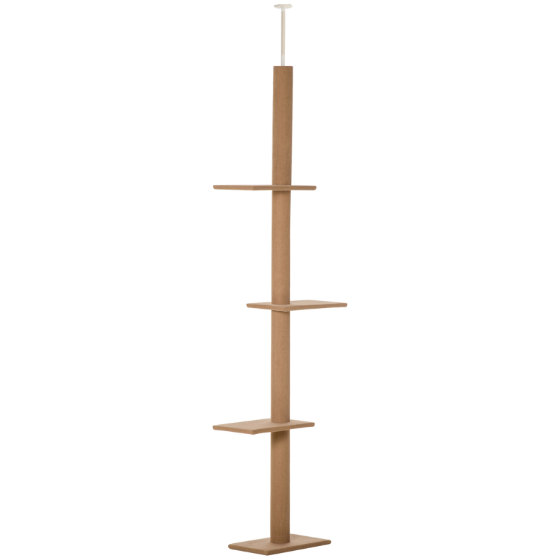 PawHut Höhenverstellbarer Kratzbaum Kletterbaum für Katzen Spielbaum Hellbraun 43x27x228-260cm für aktives Spielen & Entspannen Aosom.de – Bild 1 von 2