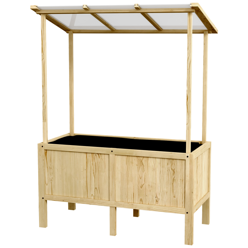 Outsunny Hochbeet Holz Frühbeet mit Deckel 110x60x152cm Pflanzkasten mit Vliesstoff für Garten Balkon Natur Aosom.de – Bild 1 von 2
