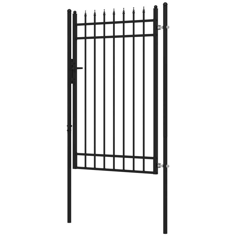 Outsunny Gartentor aus verzinktem Stahl mit Schloss, Zauntür 107 x 204 cm, Gartentür mit Türklinke und Schlüssel, robust und elegant, Schwarz Aosom.de – Bild 1 von 2