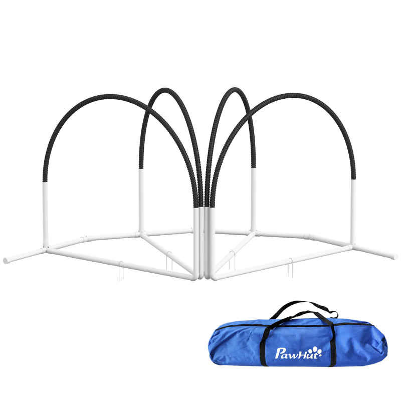 PawHut Hunde Agility Set, 4er-Set Hundetraining mit Slalomstangen, Agility-Ausrüstung für Hunde mit Tragetasche aus Oxford, Schwarz Aosom – Bild 1 von 2