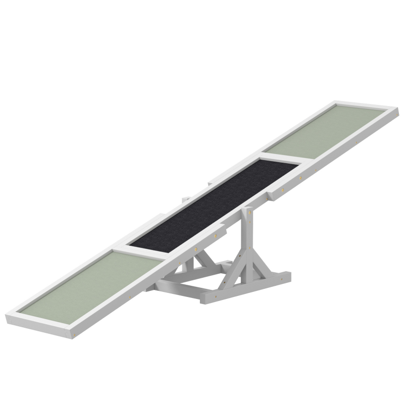 PawHut Hundewippe, Hunde Agility Wippe aus Holz, Rutschfest Hunde Agilitäts Rampe für Hunde unter 30 kg, für Balance, 180 x 30 x 30 cm Weiß Aosom – Bild 1 von 2