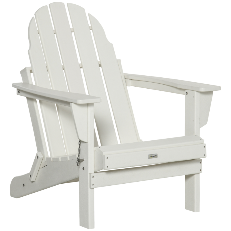 Outsunny Adirondack Gartenstuhl faltbar 75x87x93cm, weißer Gartensessel für Balkon & Gartenmöbel Aosom.de – Bild 1 von 2