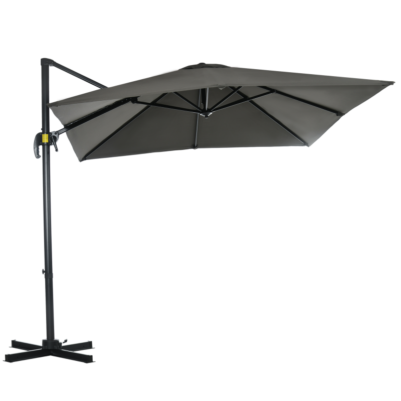 Outsunny Gartenschirm 245x245cm Ampelschirm mit Kurbel drehbar verstellbar Roma Schirm in Grau für Terrasse & Garten Aosom.de – Bild 1 von 2