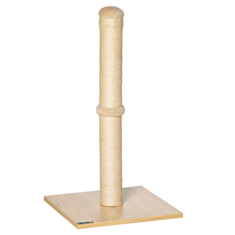PawHut Kratzstamm Sisal Kratzsäule für Katzen 60cm stabil mit Ball aus Spanplatte Beige Eiche für aktives Spielen Aosom.de – Bild 1 von 2