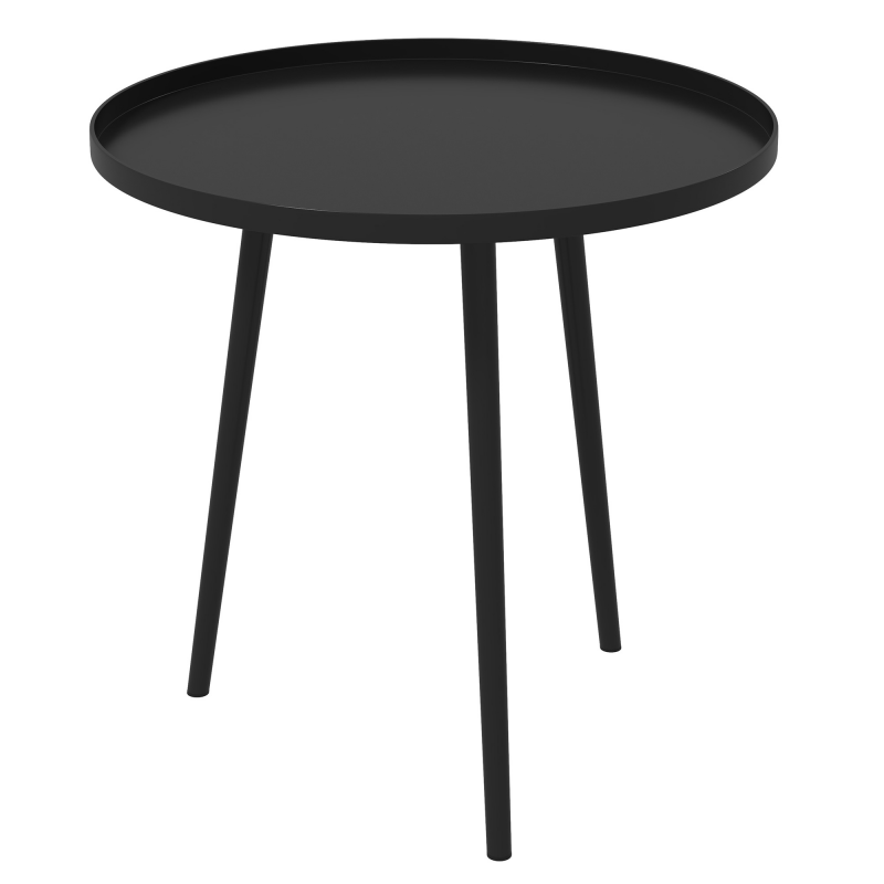 Outsunny Beistelltisch Garten, wetterfester Gartentisch mit erhöhtem Rand, Balkontisch aus Stahl, runder Kaffeetisch 20kg belastbar, Ø40x50H cm, Sofatisch für Outdoor Indoor Balkon Terrasse Schwarz Aosom – Bild 1 von 2