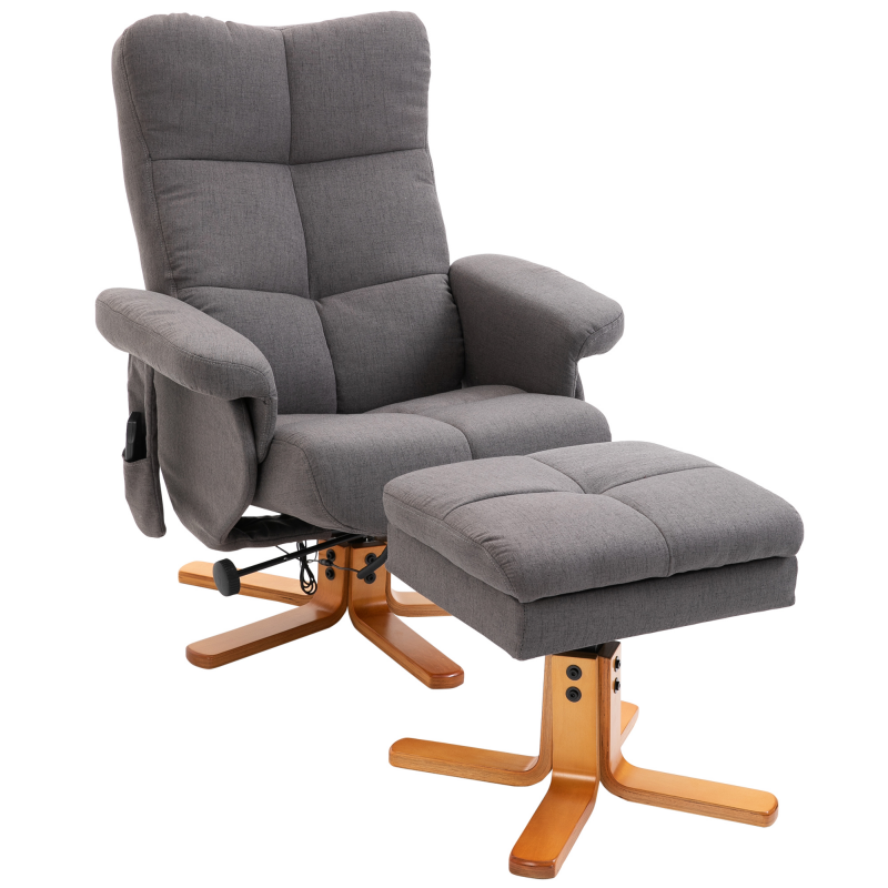 HOMCOM Relaxsessel Massagesessel mit Fußhocker Stauraum Liegefunktion Fernsehsessel mit Massagefunktion TV Sessel 145°-Neigung Polyester Braun 80 x 86 x 99 cm Aosom – Bild 1 von 2