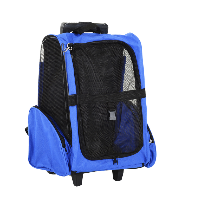 PawHut Hundetasche Tragetasche Hundetrolley 2-in-1, atmungsaktiv, Oxfordstoff, Blau, 42x25x55 cm Aosom – Bild 1 von 2
