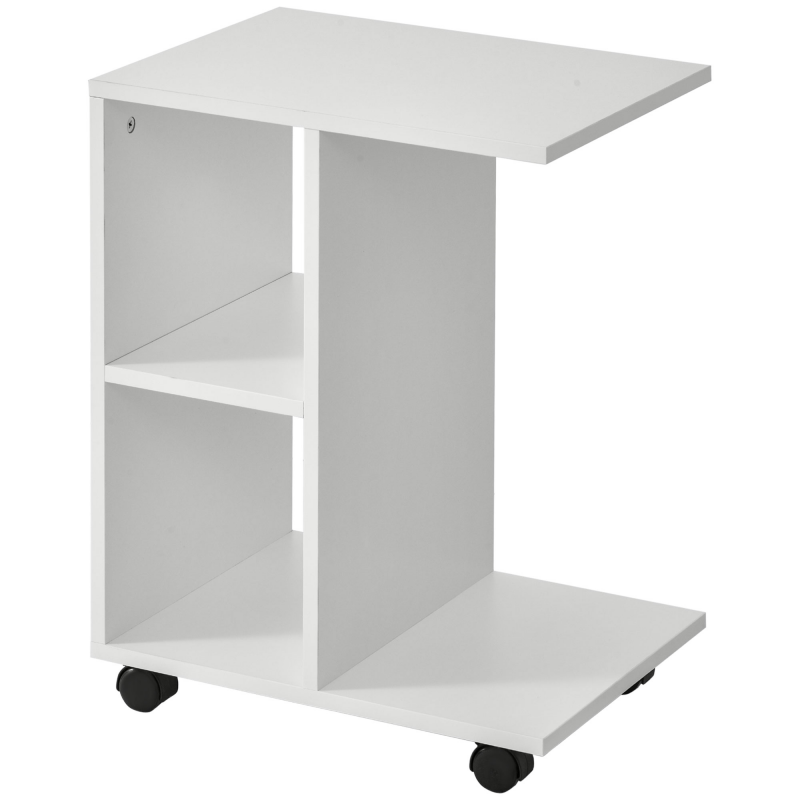 HOMCOM Beistelltisch in C-Form, Kaffeetisch, Couchtisch, Standtisch, Eckschreibtisch, E1-Spanplatte, Weiß, 45 x 35 x 58 cm Aosom – Bild 1 von 2