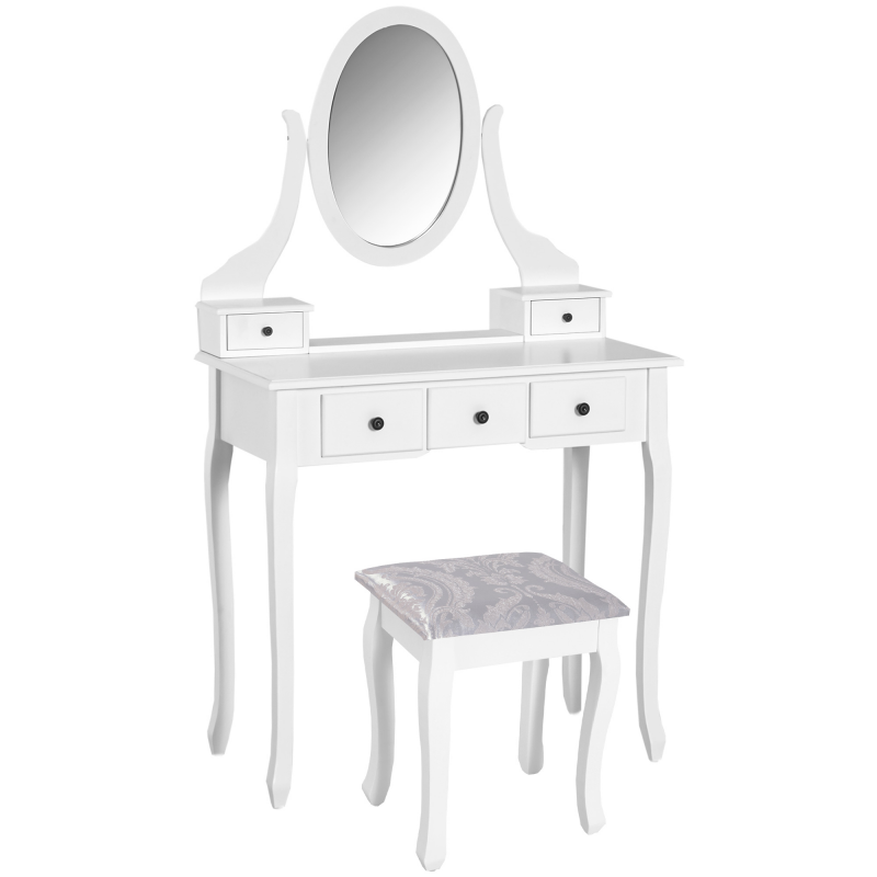 HOMCOM Schminktisch Frisierkommode Frisiertisch Kosmetiktisch (Modell6/ Weiß) Aosom – Bild 1 von 2