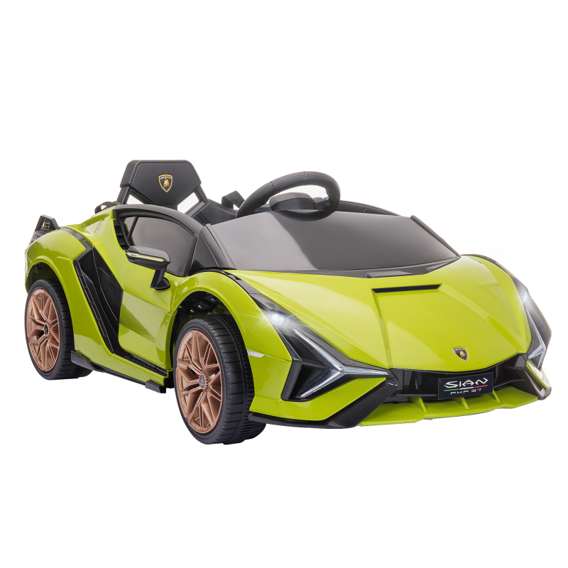 HOMCOM Kinderfahrzeug, Elektro Auto Lamborghini SIAN 2 Sitzer, lizenziert, Kinderfahrzeug, mit Fernbedienung, Musik(MP3/USB), Grün Aosom.de – Bild 1 von 2