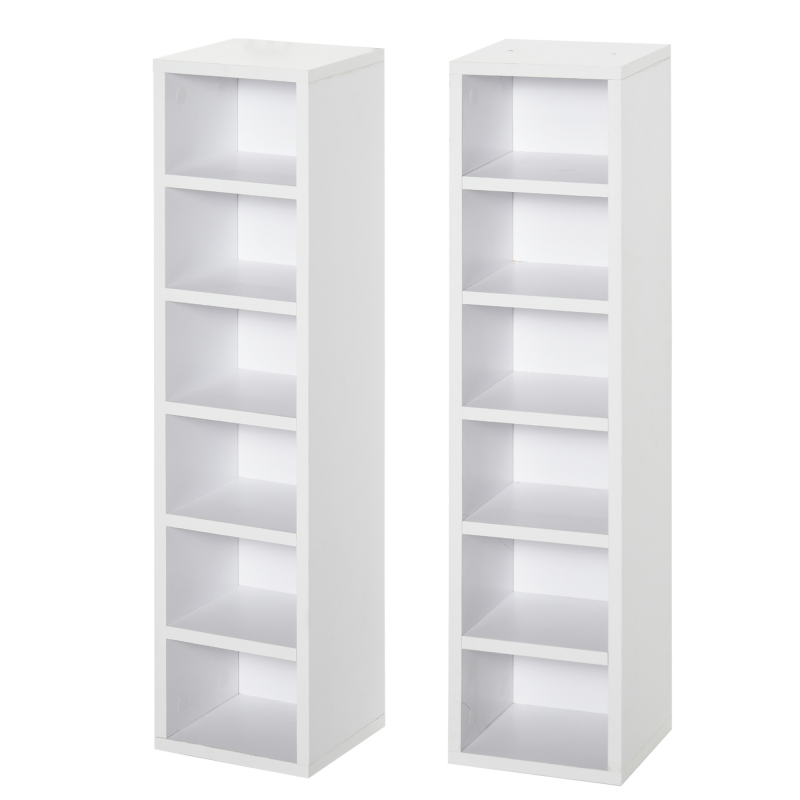 HOMCOM CD-Ständer 2er Set Holzregal mit 12 Ablagefächern Medienregal in Weiß 21x19,2x88,3cm für CDs DVDs & Bücher Aosom.de – Bild 1 von 2