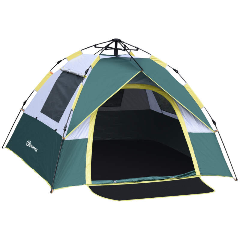 Outsunny Kuppelzelt 3 Personen Polyester Grün 205x195x135cm Heringe Aosom – Bild 1 von 2