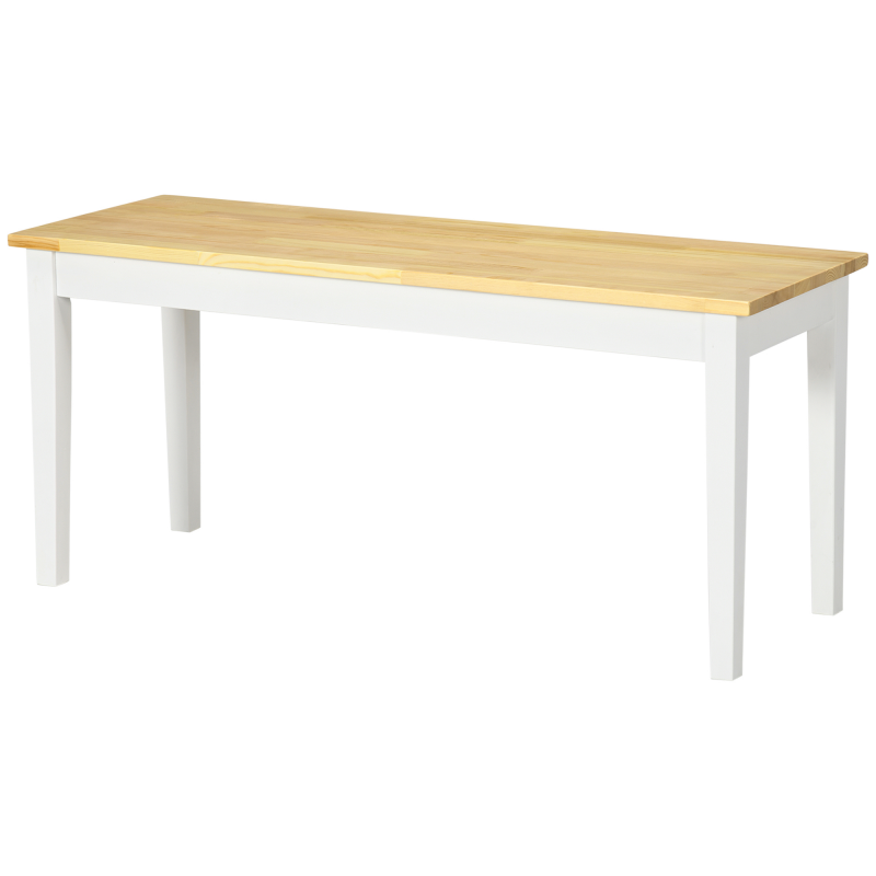 HOMCOM Sitzbank 2-Sitzer bis 220 kg belastbar aus Kiefernholz in Weiß, Essbank Küchenbank Wohnzimmerbank 102 x 36 x 45 cm Aosom.de – Bild 1 von 2