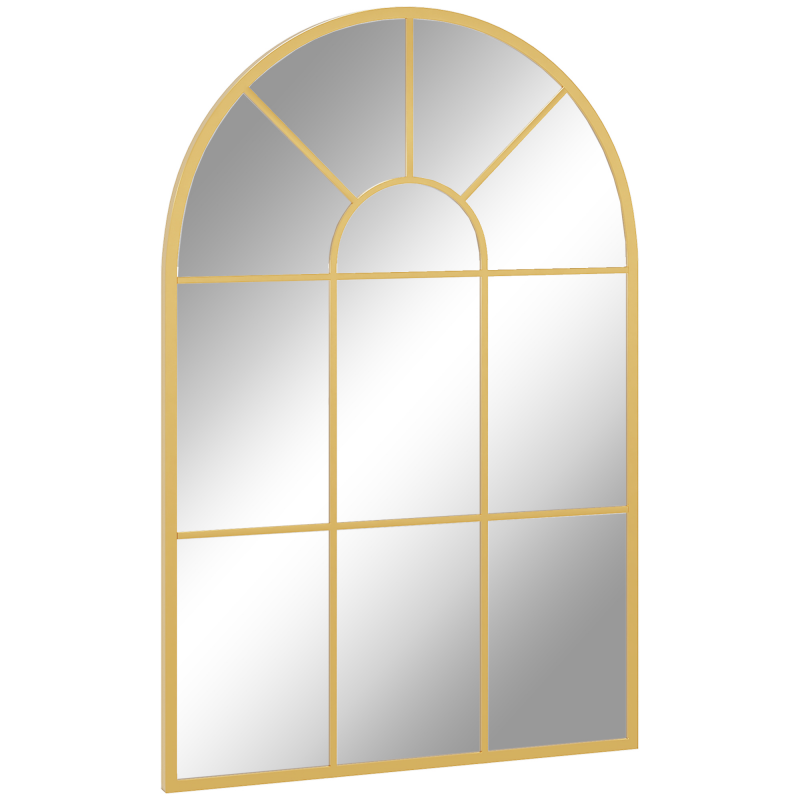 HOMCOM Wandspiegel Fensterspiegel 91 x 60 cm dekorativ mit Metallrahmen Hängespiegel für Wohnzimmer Schlafzimmer in Gold Aosom.de – Bild 1 von 2