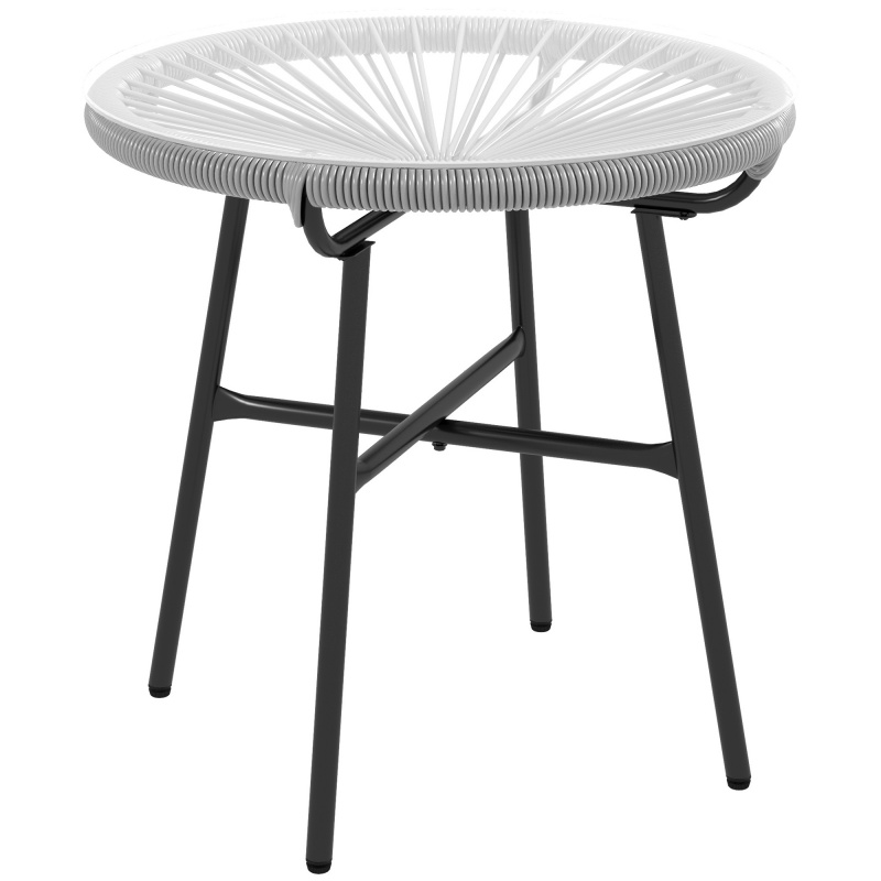 Outsunny Rattan Beistelltisch Bistrotisch, Kaffeetisch mit Glastischplatte, Rund, für Terrasse, Balkon, Schwarz+Grau, 50x50x50cm Aosom – Bild 1 von 2