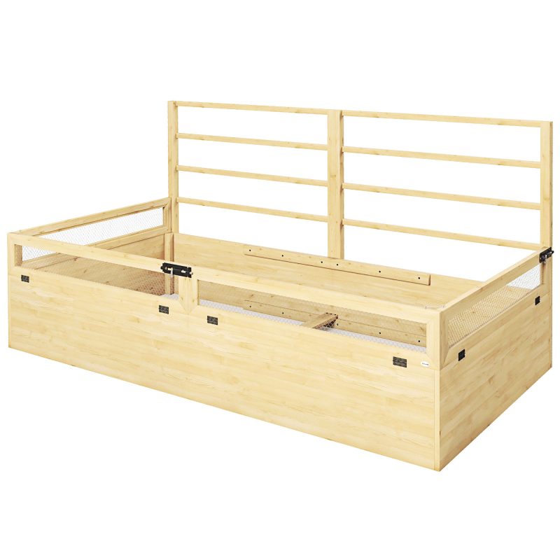 Outsunny Hochbeet mit Rankhilfe, Kräuterbeet, Pflanzkasten aus Holz, Blumenkasten für Garten, Balkon, Naturholz, 183 x 98,5 x 95 cm Aosom – Bild 1 von 2