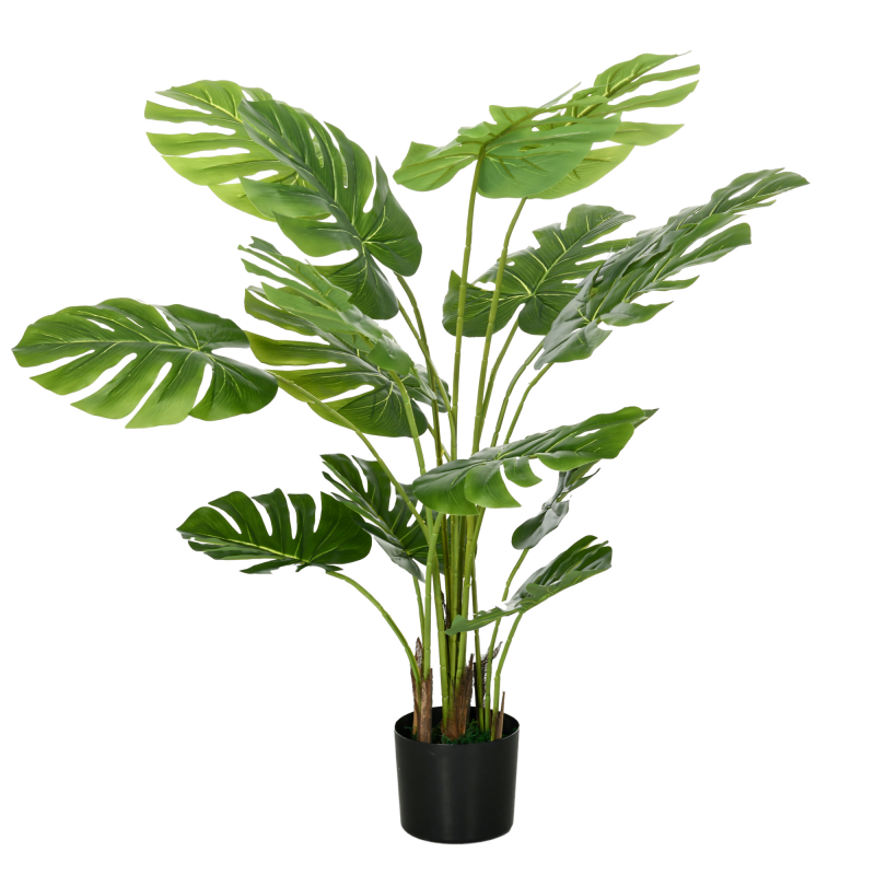 HOMCOM Künstliche Monstera 120cm Kunstpflanze mit Übertopf und PE-Moos, täuschend echt für Wohnzimmer und Dekoration in Grün Aosom.de – Bild 1 von 2
