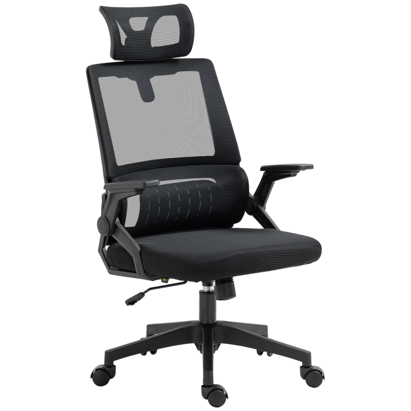 Vinsetto Bürostuhl ergonomisch verstellbar mit Kopfstütze und Armlehnen, höhenverstellbarer Computerstuhl mit Drehstuhl und Wippfunktion Aosom.de – Bild 1 von 2