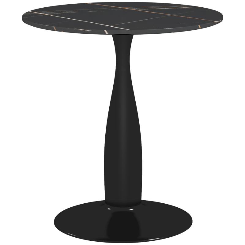 HOMCOM Esstisch, Runder Küchentisch, Moderner Esszimmertisch Kaffeetisch mit Stahlgestell, Bartisch für 2 Personen, Ø70 x 74 cm, Schwarz Aosom – Bild 1 von 2