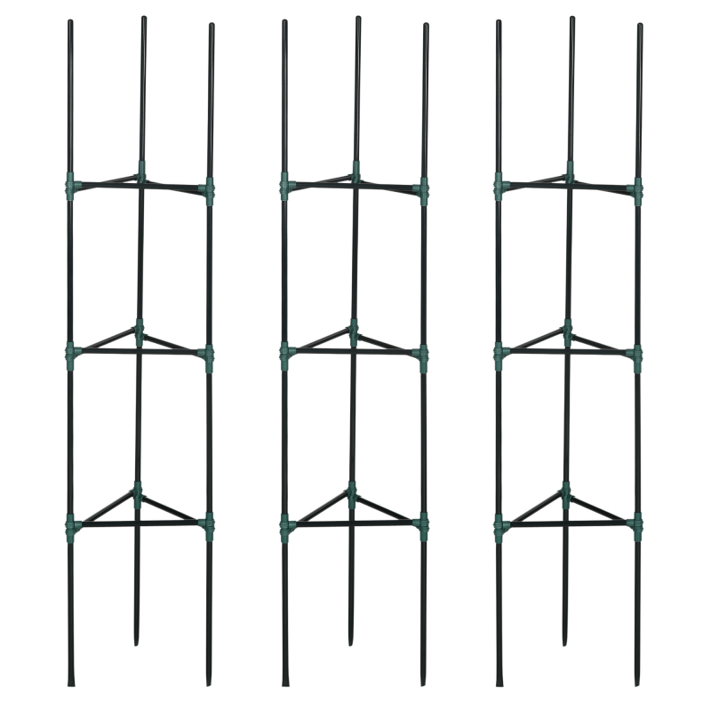 Outsunny Rankhilfe 3er-Set Pflanzenhalter für Gartenpflanzen Stützstangen und Tomatenkäfige aus Stahl in Grün 38 x 38 x 182 cm für Kletterpflanzen Aosom.de – Bild 1 von 2