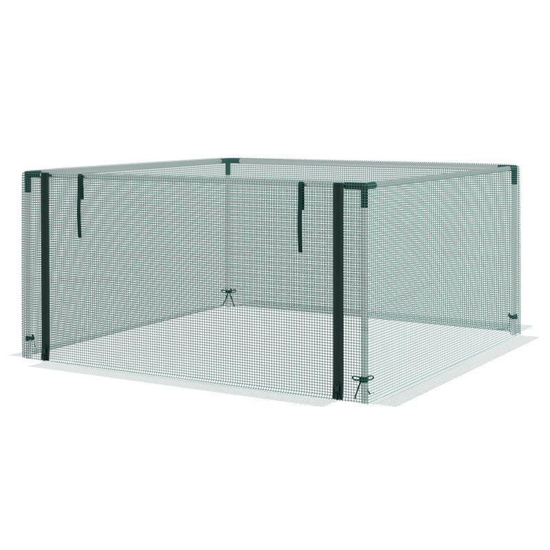 Outsunny Gartennetz Insektenschutznetz mit Reißverschlusstür 1,25x1,25m winddicht aus Stahl in Grün für Garten & Terrasse Aosom.de – Bild 1 von 2