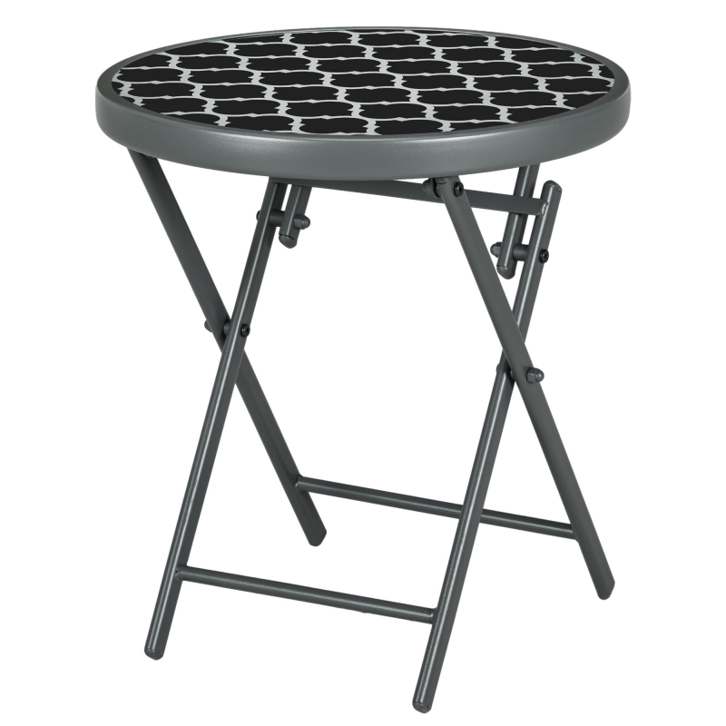 Outsunny Klapptisch Beistelltisch mit Glasplatte 45x45x50cm schwarz, ideal für Garten & Camping Aosom.de – Bild 1 von 2