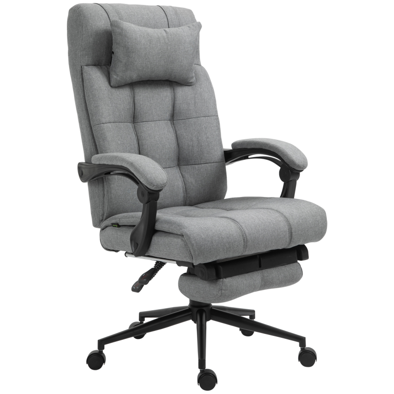 Vinsetto Bürostuhl mit Fußstütze, ergonomisch, höhenverstellbarer Drehstuhl mit Kopfkissen, bis 120 kg Belastkeitig, Grau Aosom.de – Bild 1 von 2