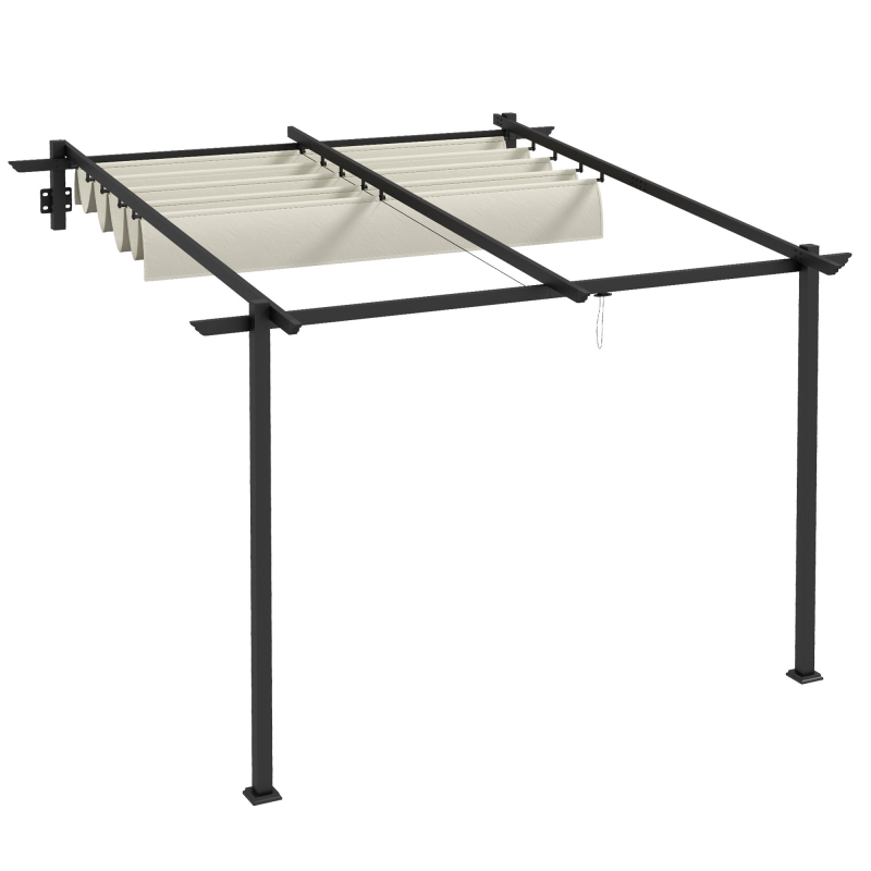 Outsunny Pavillon 3 x 3 m Pergola winddicht, Terrassenüberdachung mit verstellbarem Dach, ideal für Garten & Terrasse, cremefarben Aosom.de – Bild 1 von 2