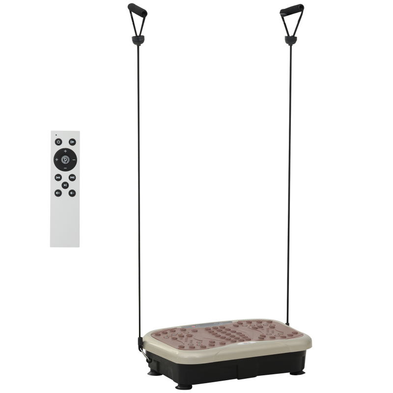 HOMCOM Vibrationsplatte Vibrationstrainer Vibrationsgerät Fitnesstrainer LED-Anzeige USB-Lautsprecher Trainingsbänder Fernbedienung Aosom – Bild 1 von 2