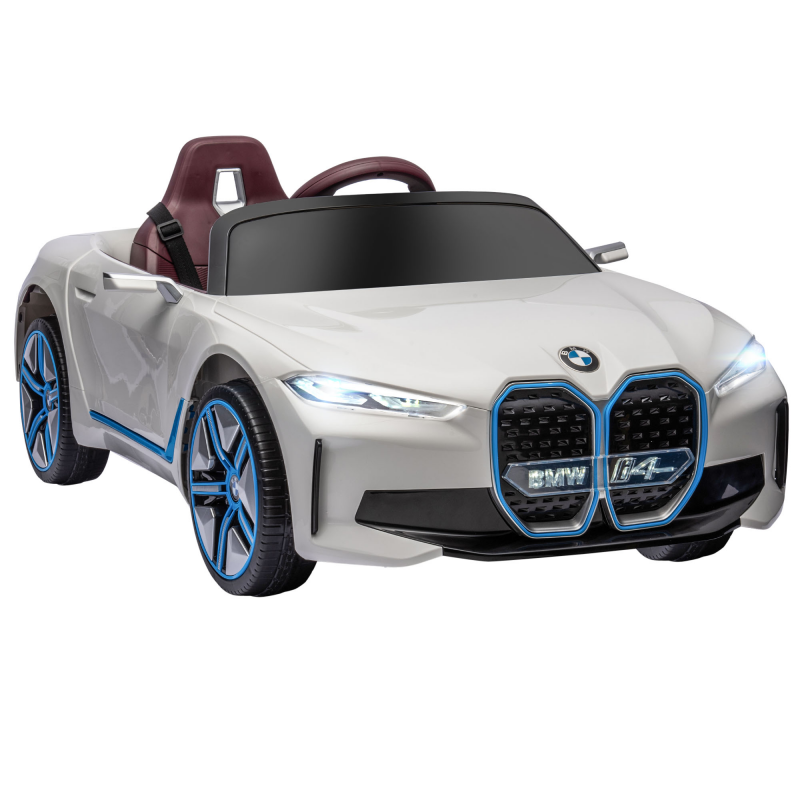 HOMCOM Kinder Elektroauto BMW mit Fernbedienung, tragbarer Batterie, Scheinwerfer, MP3-Player, Sicherheitsgurt, 3-5 km/h für Kinder 3-5 Jahre, Weiß Aosom.de – Bild 1 von 2
