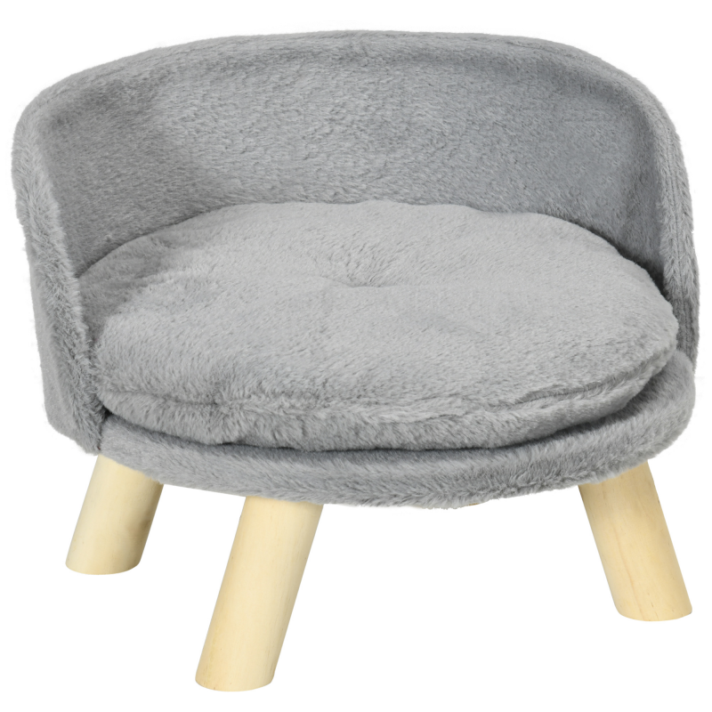 PawHut Hundebett Katzenbett Hundesofa mit rutschfesten Holzfüßen & Kissen, grau 40,5x40,5x33cm für drinnen Aosom.de – Bild 1 von 2