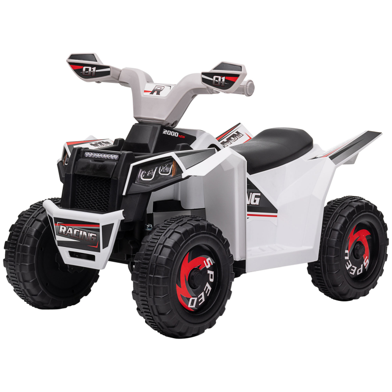HOMCOM Elektro Kinderquad Mini Elektroquad 6V mit Vorwärts- und Rückwärtsfunktion für Kinder 1,5-3 Jahre 2,5 km/h in Weiß Aosom.de – Bild 1 von 2
