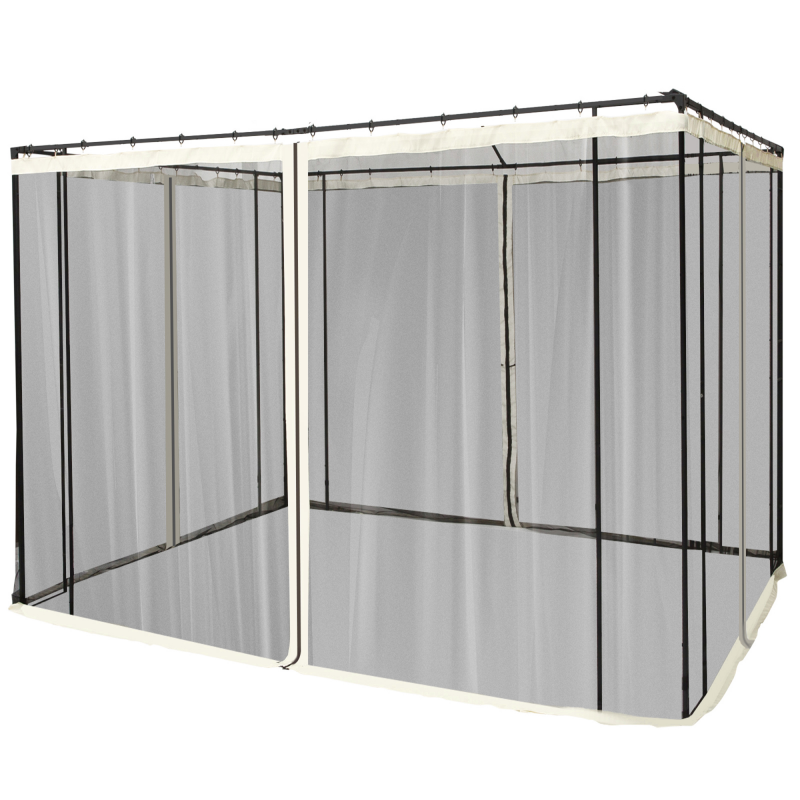 Outsunny Moskitonetz 3x3m Pavillon mit 4 Seitenteilen, Fliegennetz mit Reißverschluss, langlebig aus Nylon-Mesh in Schwarz Aosom.de – Bild 1 von 2