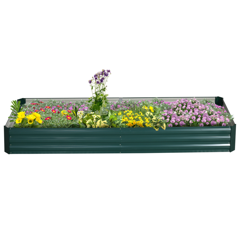 Outsunny Hochbeet Gartenbeet Stahl 241x90,5x30cm für Balkon, ideal für Kräuter & Gemüse, wetterfest und langlebig Aosom.de – Bild 1 von 2