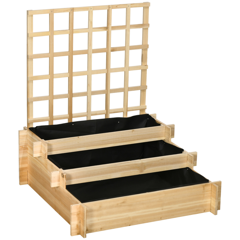 Outsunny 3-stufiges Hochbeet mit Rankgitter, Pflanzkasten aus Holz, 95 x 95 x 110 cm, ideal für Gemüse, Blumen und Kräuter im Garten Aosom.de – Bild 1 von 2