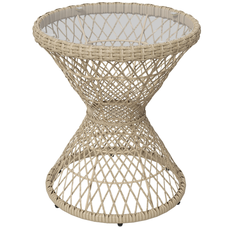 Outsunny Beistelltisch Rattan Gartentisch 45x45 cm Couchtisch mit UV-Schutz und Tischplatte aus Sicherheitsglas Braun für Balkon und Terrasse Aosom.de – Bild 1 von 2