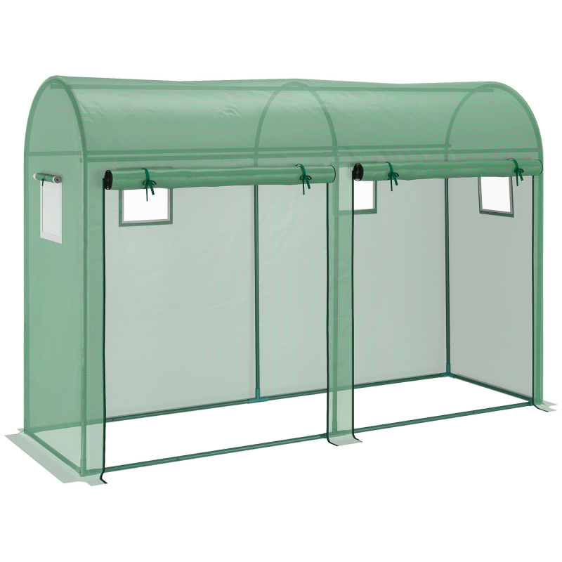 Outsunny Foliengewächshaus Tomatengewächshaus Treibhaus 300 x 100 x 200 cm mit 4 Fenstern und 2 Türen aus PE-Kunststoff und Stahl, ideal für Garten Aosom.de – Bild 1 von 2