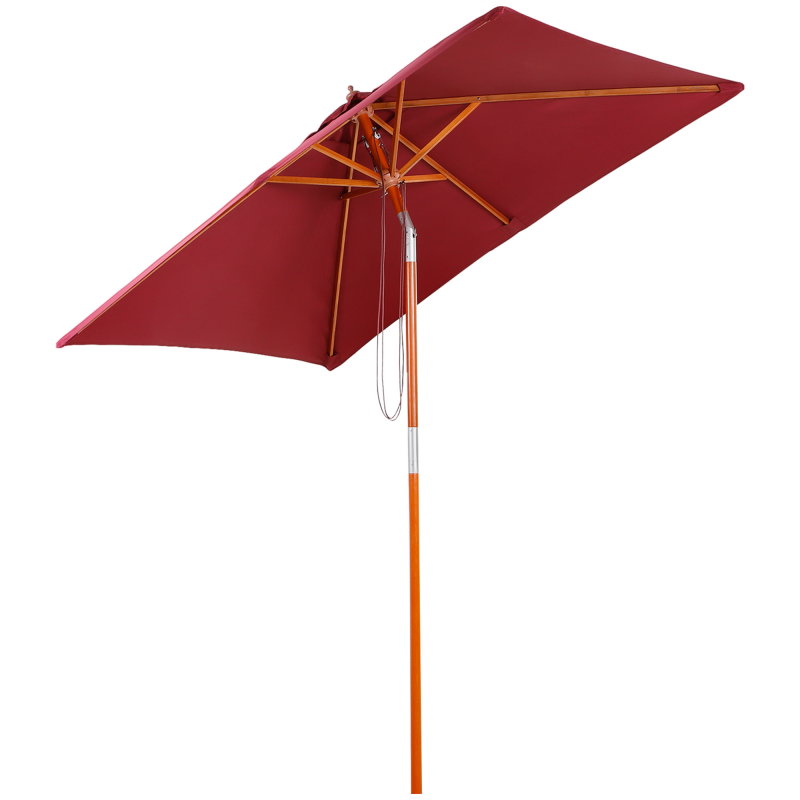 Outsunny Ampelschirm Sonnenschirm Balkon aus Tannenholz, 3-stufig einstellbar, Weinrot, 200x150x230cm für Garten & Terrasse Aosom.de – Bild 1 von 2